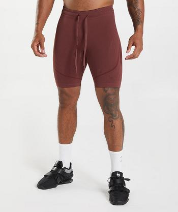 Szorty Męskie Gymshark 315 Seamless 1/2 Różowe Brązowe Bordowe | PL 3499EBC